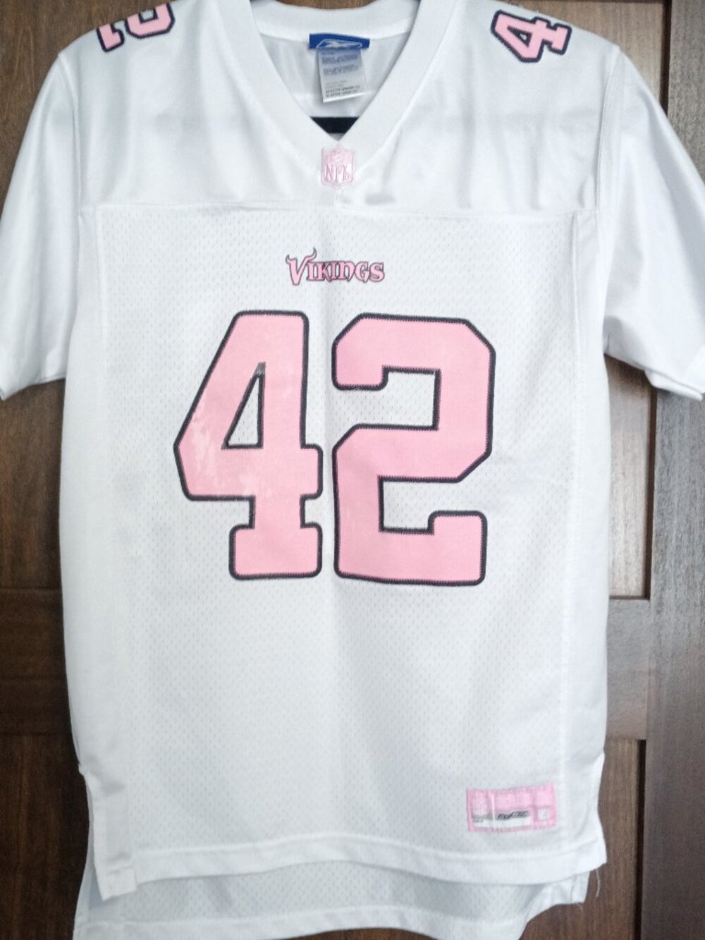 Vintage Reebok Minnesota Vikings Darren Sharper #42 White & Pink Fashion Jersey